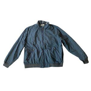 L.L.Bean Mens Navy Blue Nylon Jacket Plaid Lining Full-Zip Lightweight XXL